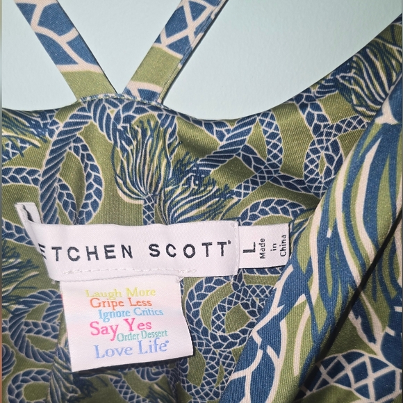 Gretchen Scott Dress Green Ruffle Sleeveless Tassel Time Slip Stretch Wrap - Picture 2 of 6